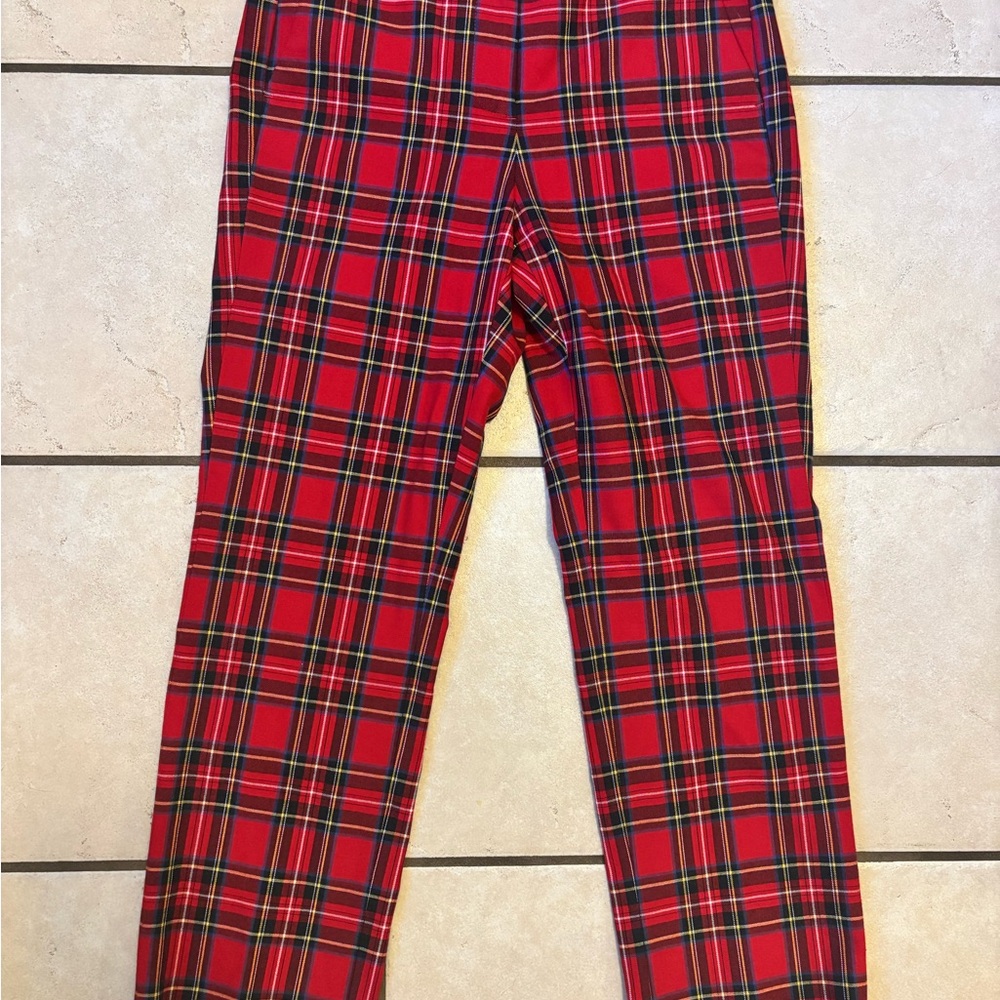 J. Crew Vibrant Red Plaid Pants